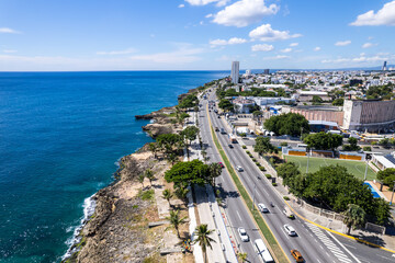 Aerial view of the Santo Domingo, Capital Of Dominican Republic, its beautiful streets and...