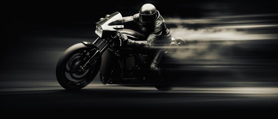 motorcycle with rider - obrazy, fototapety, plakaty