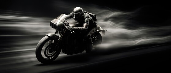 motorcycle with rider - obrazy, fototapety, plakaty