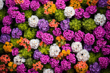 Top-down view of a flower bed, external surface material texture