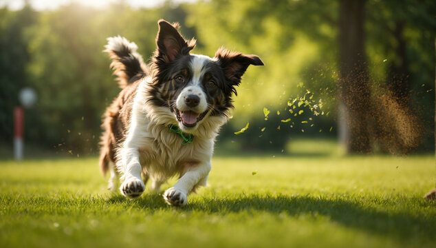 An image of a playful and energetic puppy playing fetch in a park - AI Generative