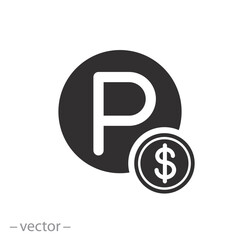 paid parking icon, private car park, flat symbol - editable stroke vector illustration