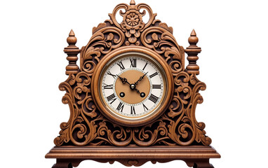 Antique Wooden Clock Design on isolated background