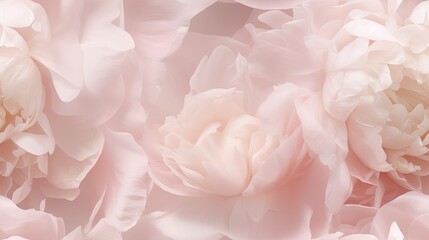  a close up view of a bunch of pink peonies on a light pink background with a soft focus on the center of the peonies.  generative ai