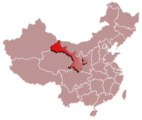 CHINA GANSU map CHINA 3d map
