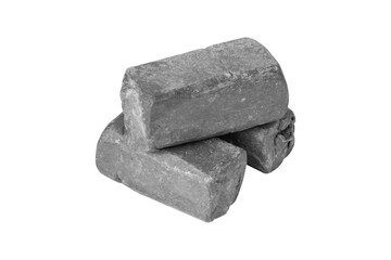 Pieces of lead isolated on a white background.