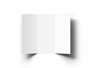 Blank Tri fold letter size brochure render on transparent background 
