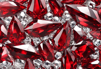 Crystals shining red colored sharp edeges. Close-up. Generative AI