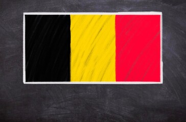 Hand drawn flag of Belgium on a black chalkboard