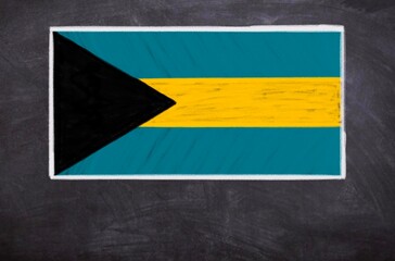Hand drawn flag of Bahamas on a black chalkboard