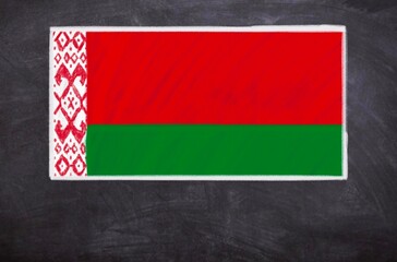 Hand drawn flag of Belarus on a black chalkboard