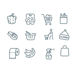  supermarket, food, meat line icons vector design