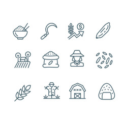 Rice icons line icons vector design