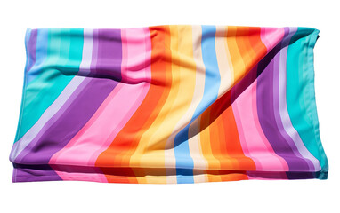 Cute Soft Beach Towel with Colorful Stripes Isolated on Transparent Background PNG. - obrazy, fototapety, plakaty