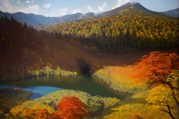 Autumn mountain. Generative AI.