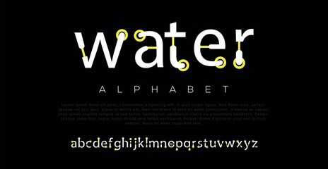 Fototapeta na wymiar WATER Minimal font creative modern alphabet. Typography with dot regular and number. minimalist style fonts set. vector illustration