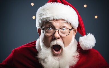 Naklejka premium Shocked, surprised Santa Claus