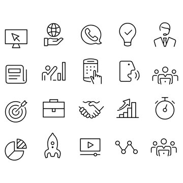 Business and Media Icons Set vector design