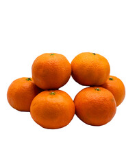 clementines stacked up on top of each other on a transparent background 