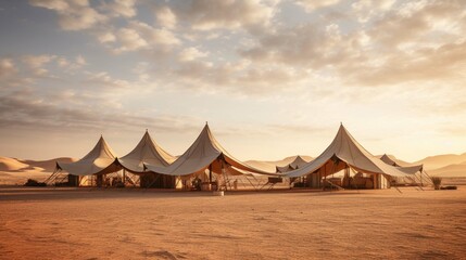 Authentic Bedouin-style tents placed within the desert's heat. create using a generative ai tool 