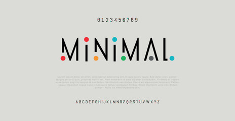 Minimal font creative modern alphabet. Typography  minimalist style fonts set. vector illustration - obrazy, fototapety, plakaty