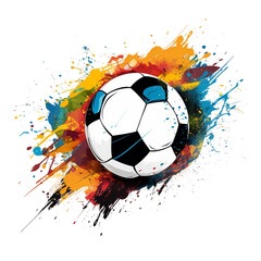 piłka nożna na kolorowym rozpryśniętym tle
