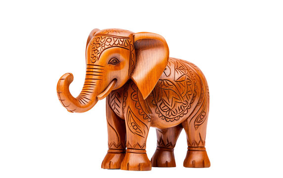 Artistic Wood Elephant Ornament on isolated background