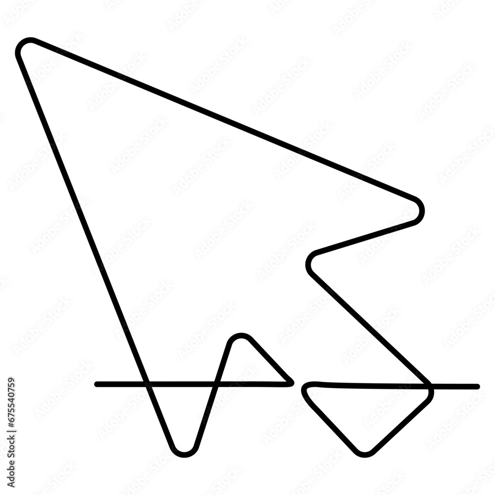 Poster mouse cursor continuous line drawn. arrow pointer linear symbol. vector illustration isolated on whi