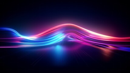 background, with colorful abstract wave forms background, an empty bright scene, neon lights, wet ground, spotlights