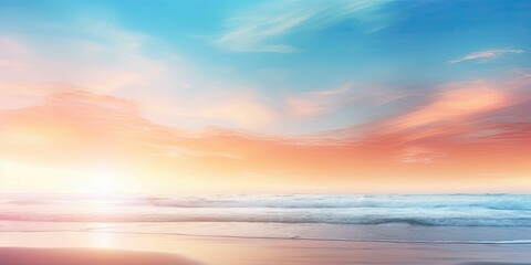 Naklejka na ściany i meble beautiful sunlight at ocean bay, panoramic beach travel landscape