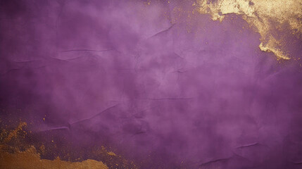 Closeup of purple wall concrete with golden parts on edge, with space for text or design