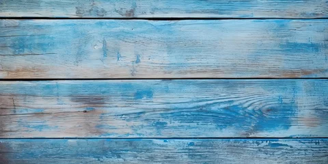 Deurstickers  Old grunge wood plank texture background. Vintage blue wooden board wall have antique cracking style background objects for furniture design © Classy designs