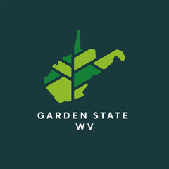 West Virginia map plant leaf logo. Creative eco and nature organic logo design template.