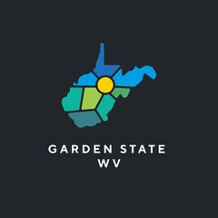 Creative nature logo for West Virginia, USA. Badge for parks and recreation. Sun vintage logo vector concept, icon, element, and template for company