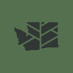 Washington map plant leaf logo. Creative eco and nature organic logo design template.