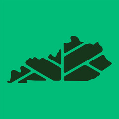 Kentucky map plant leaf logo. Creative eco and nature organic logo design template.