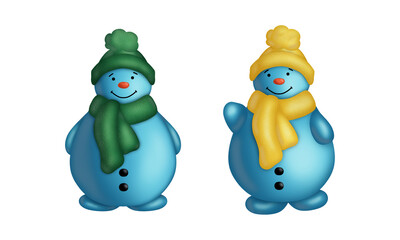 Set snowman on a white background.