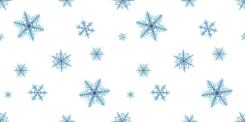 Seamless pattern with snowflakes on a white background.