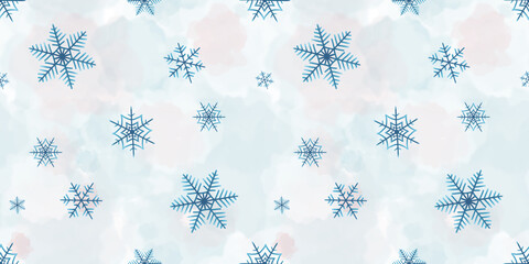 Seamless pattern with snowflakes on a color background.