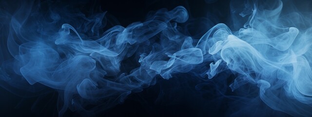 Smoke blue magic ground light cloud floor dark effect black background halloween night. Blue...
