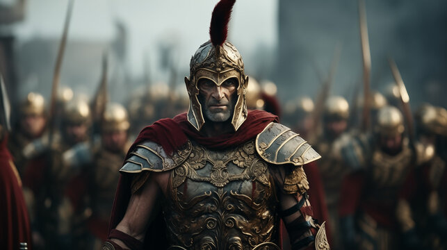 Ancient Roman general leading an army