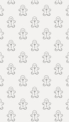 Christmas background with illustration of minimalist gingerbread cookies. Christmas sketch background for social media, post, stories, story