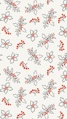 Beige background with illustration of minimalist garlands. Christmas sketch background for post, stories, social media, social event