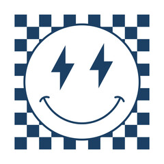 Retro vintage smiling face emoji drawing. Vector illustration design for fashion graphic, t-shirt print.