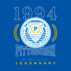 Pittsburgh, Pennsylvania design for t-shirt. Football tee shirt print. Typography graphics for sportswear and apparel. Vector illustration.