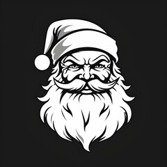 santa claus logo, in the style of black and white realism, strong facial expression. generative AI