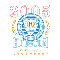 Houston, Texas design for t-shirt. Football tee shirt print. Typography graphics for sportswear and apparel. Vector illustration.