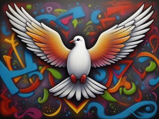 Obraz premium dove of peace, graffiti
