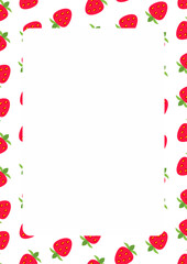 repetition of strawberries on white background with space to fill