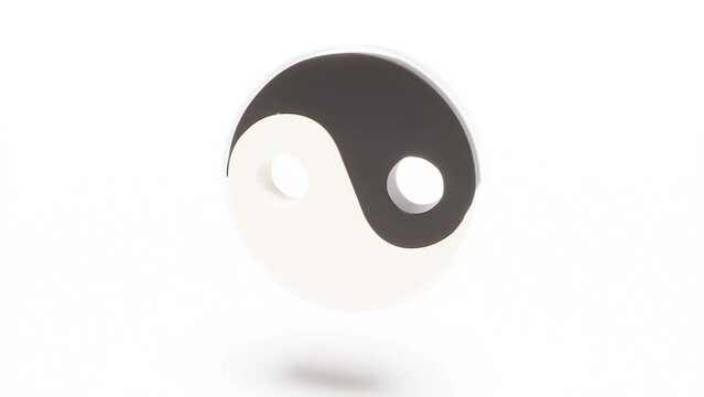 Yin yang sign rotate on white back intro able to loop seamless 4k